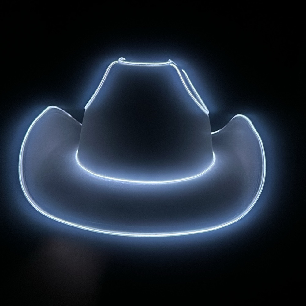 White Western Style LED Party Hat - Lights up!